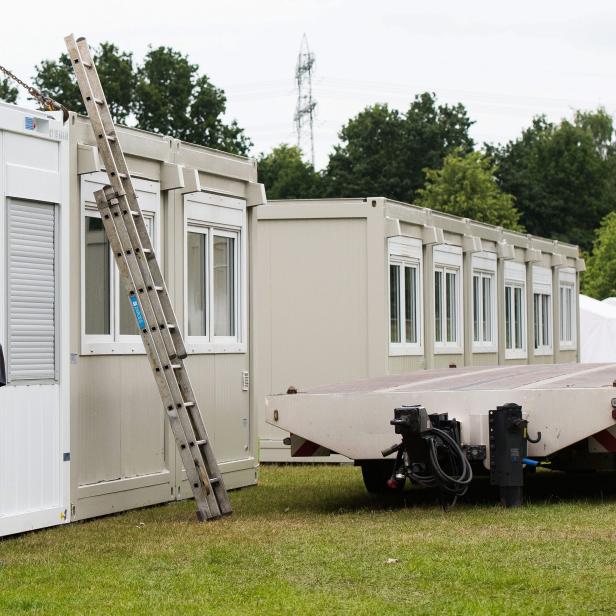 Ein Container-Camp für Flüchtlinge in Deutschland.