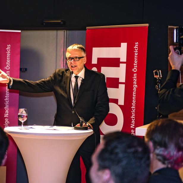 Rainer Nikowitz bei seiner Rede anlässlich des profil Editor's Dinner 2017