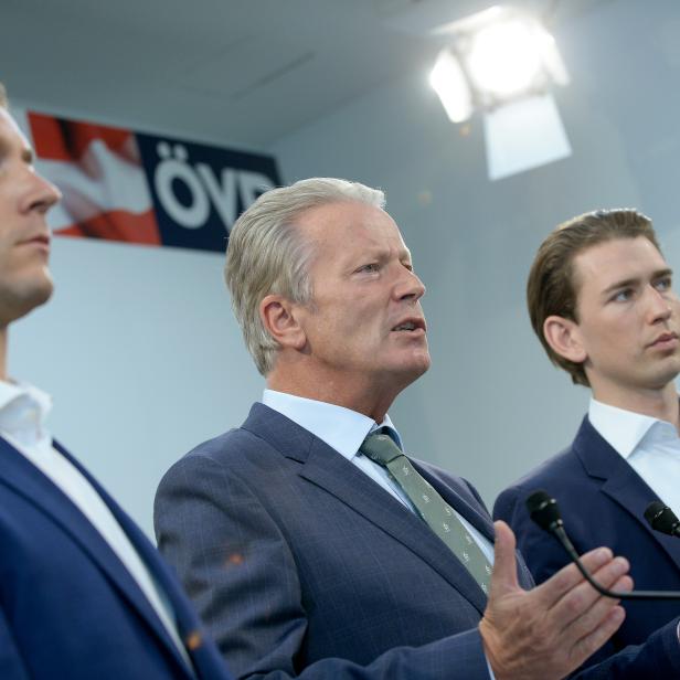 ÖVP-Generalsekretär Gernot Blümel, Parteichef Reinhold Mitterlehner und Außenminister Sebastian Kurz.