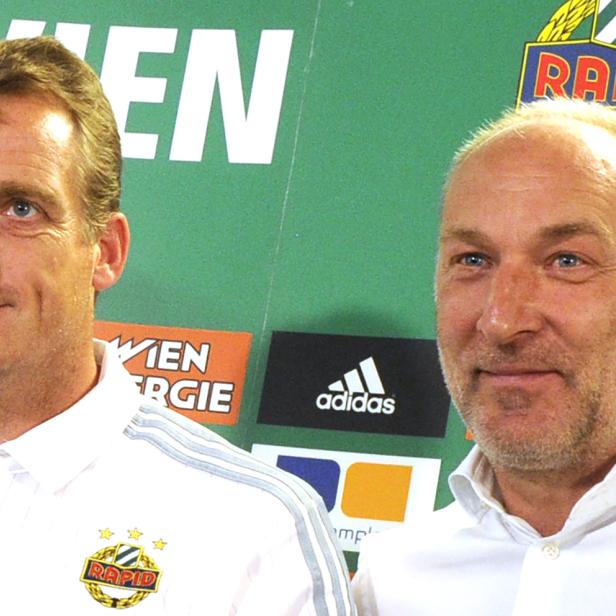 Beurlaubt: SK Rapid Wien-Trainer Mike Büskens (links) und Sportdirektor Andreas Müller.