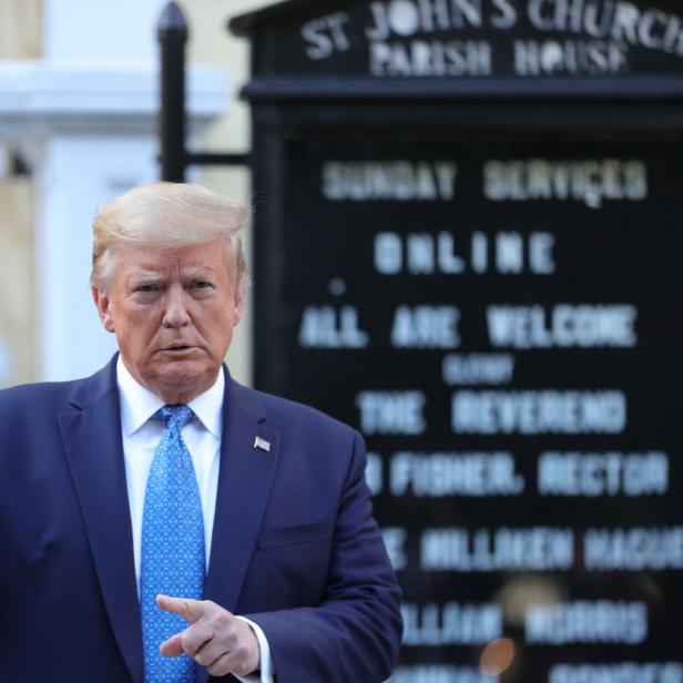 U.S. President Trump holds photo opportunity in front of St John's Church in Washington