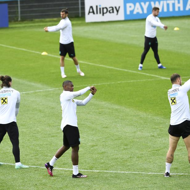 Training des ÖFB-Teams am 9. Juni in Seefeld. Die österreichische Fußball-Nationalmannschaft wird am Sonntag im Rahmen der EURO 2020 ein EM-Auftaktspiel gegen Nordmazedonien bestreiten.