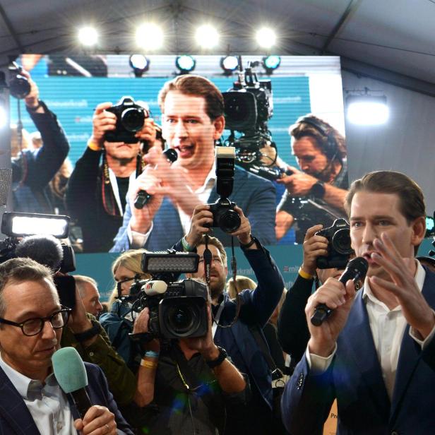 Bundeskanzler Sebastian Kurz am Samstag dem 28. August vor Beginn des Parteitages.