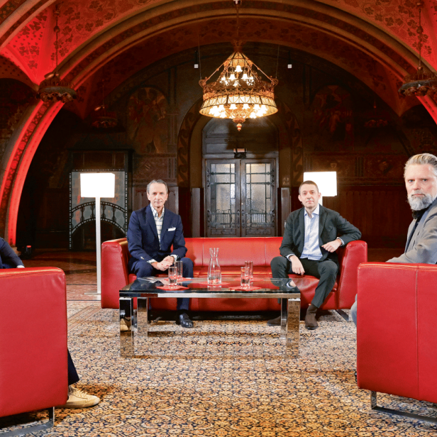 Norman Schenz („Kronen Zeitung“), Christian Rainer (profil), Bogdan Roščić, Gert Korentschnig („Kurier“)