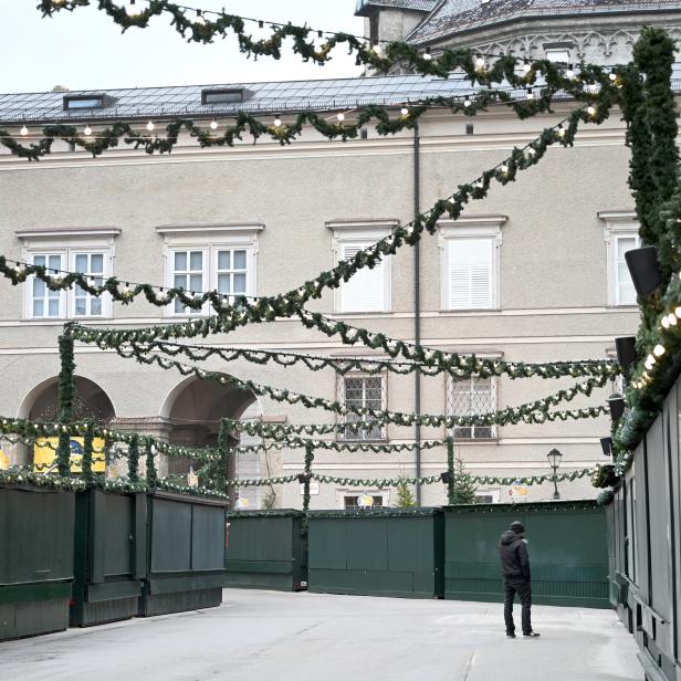 Leere Weihnachtsmärkte zu Beginn des Lockdowns.