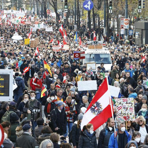 Die Corona-Demonstration in Wien. Bild: APA/FLORIAN WIESER