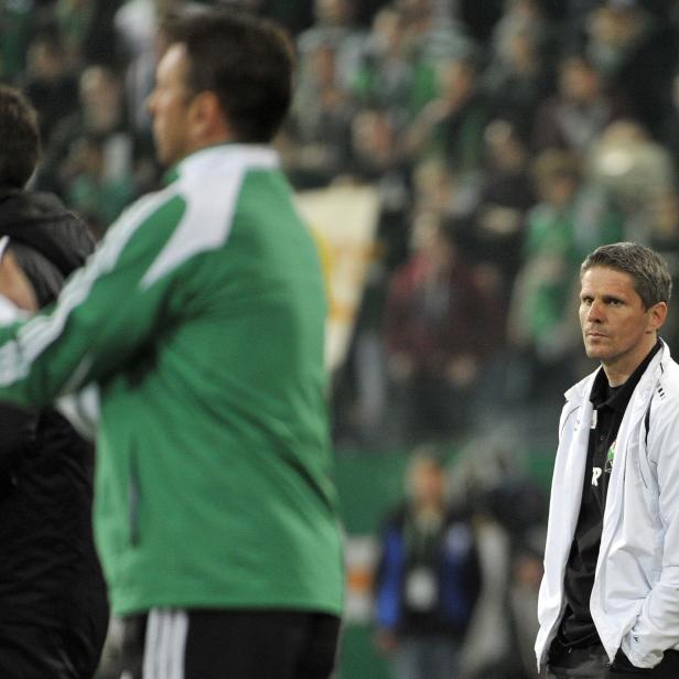 Zoran Barisic und Dietmar Kuehbauer am Samstag, 22. März 2014, während der Tipp3- Bundesliga Begegnung zwischen SK Rapid Wien und RZ Pellets WAC in Wien.