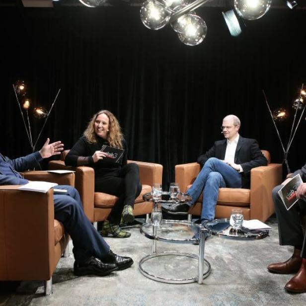 Richard Grasl („Kurier“), Doris Vettermann („Kronen Zeitung“), Andreas Bergthaler (MedUni Wien), Clemens Neuhold (profil)