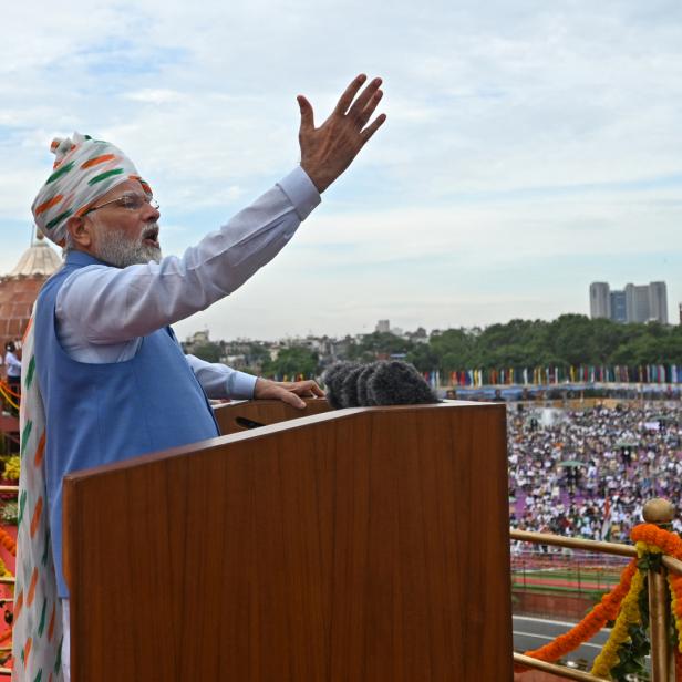 Modi bei den Feiern im Roten Fort in Neu-Delhi