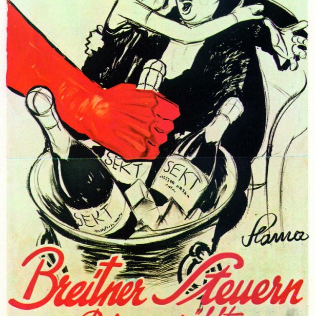 Wahlplakat aus dem Jahr 1927: Steuern auf Luxusgüter wie Sekt.