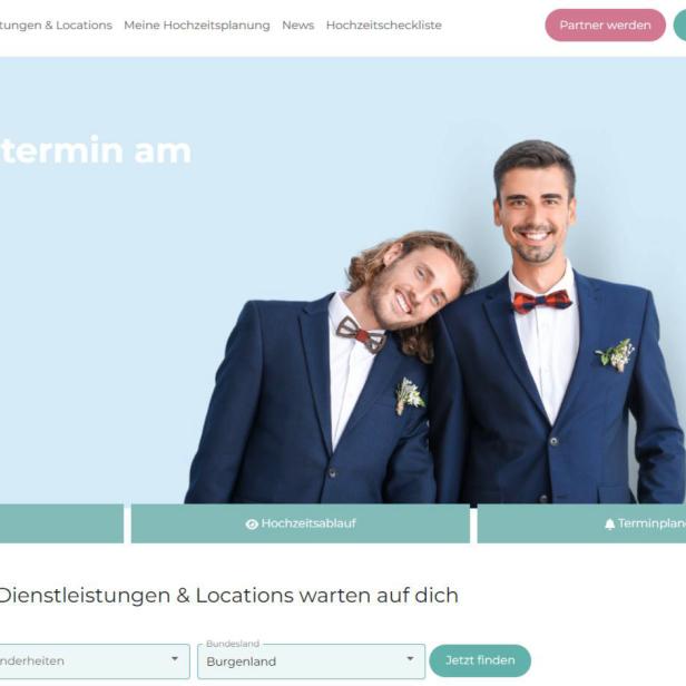 Die Homepage der Hochzeitsplattform Lovebiirds