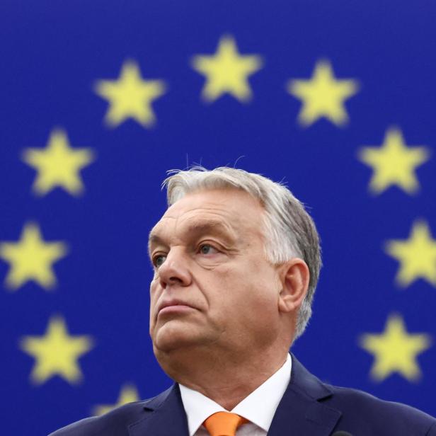 Hungary's Orban addresses European Parliament, in Strasbourg