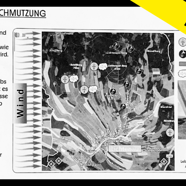 grafische Darstellung der Anti-Windkraft Bürgerliste, wonach der Abrieb von Rotorblättern das Grundwasser kontaminiere