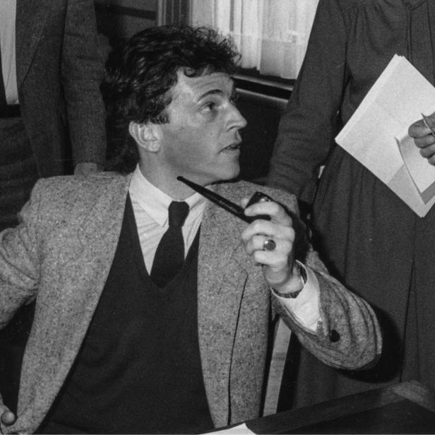 Caption Der österreichische Politiker Jörg Haider (FPÖ). Landesparteiobmann von Kärnten. Photographie. 1985.