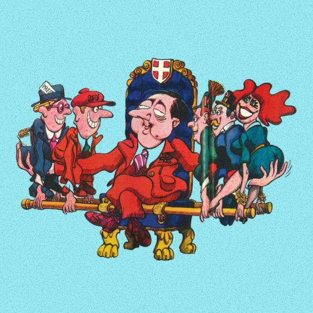 Illustration Slavik auf einem Thron
