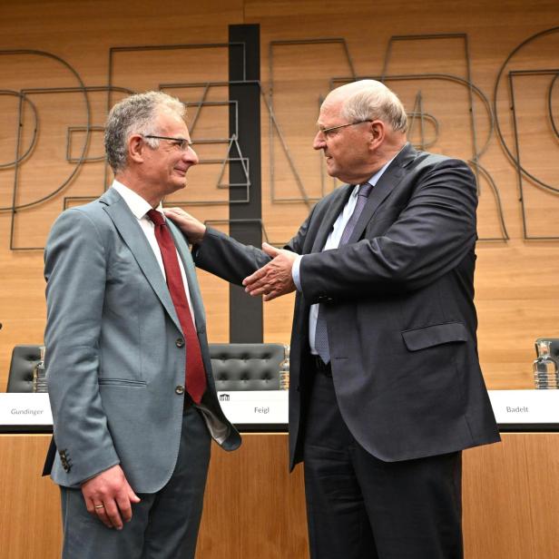 Finanzminister Markus Marterbauer und Fiskalratspräsident Christoph Badelt