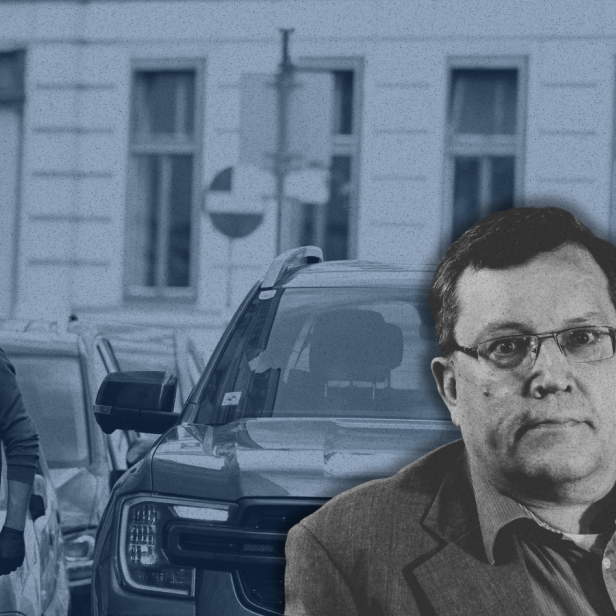 Bei Neonazi Gottfried Küssel hat es am Dienstag eine Hausdurchsuchung gegeben. Im Bild: Beamte im Zuge der Hausdurchsuchung , am Dienstag 9. September 2025 in Wien.