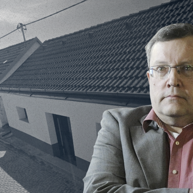 Collage: Gottfried Küssel vor mehreren Presskellern in Niederösterreich