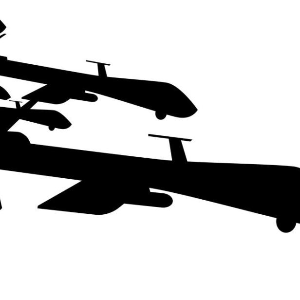 Drohnen, schwarz-weiß illustriert