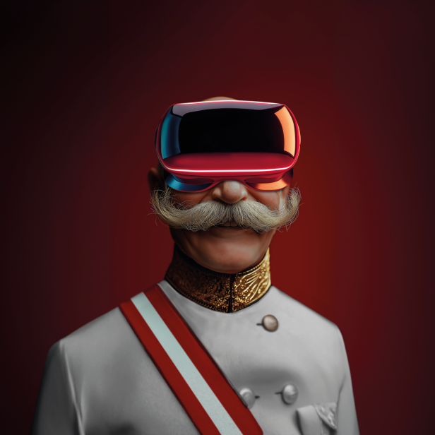 Kaiser Franz Josef, KI-verändert mit futuristischer Brille