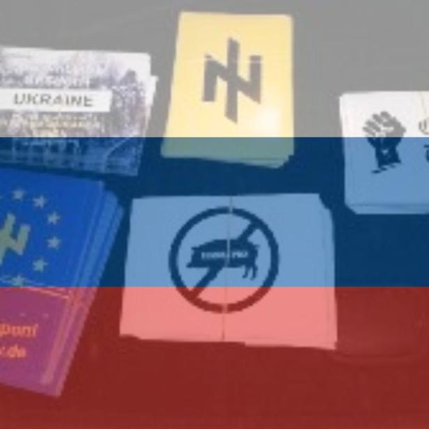 Bilder von Stickern, die Teil einer russischen Desinformationskampagne waren