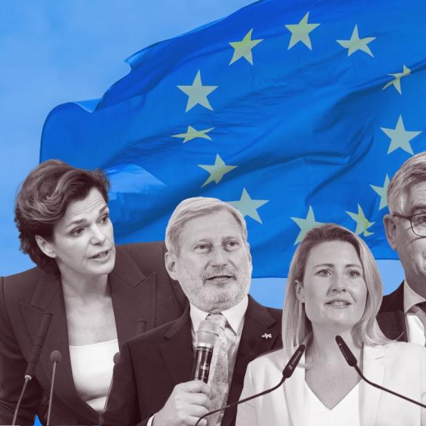 Karl Nehammer, Pamela Rendi-Wagner, Johannes Hahn, Susanne Raab und Magnus Brunner