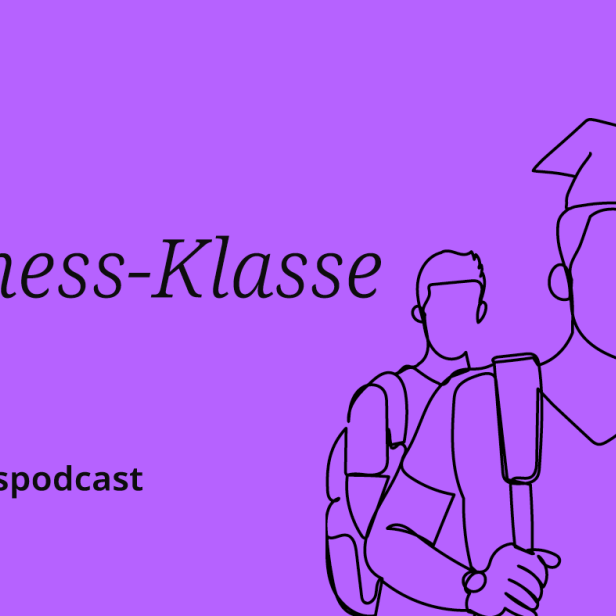 Logo in lila für Podcast profil Businessklasse mit Schülern 