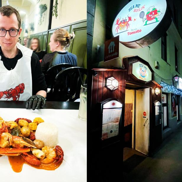 Stephan Graschitz, die Seafood Boil und das Lokal "Sea me Boilin" von außen