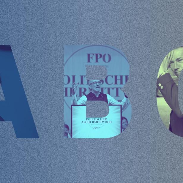 Eine ABC Grafik mit Heinz-Christian Strache, Herbert Kickl und Jörg Haider
