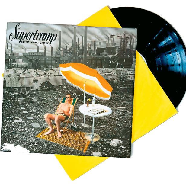 Plattencover der Band Supertramp mit dem Titel "Krise? Welche Krise?"