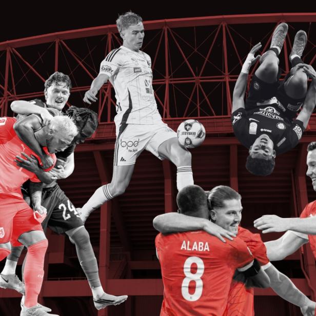 profil Kollage von  Marko Arnautović, Paul Wanner,  Carney Chukwuemeka, Erik Kojzek, David Alaba, Marcel Sabitzer, Michael Gregoritsch, Jacob Hödl